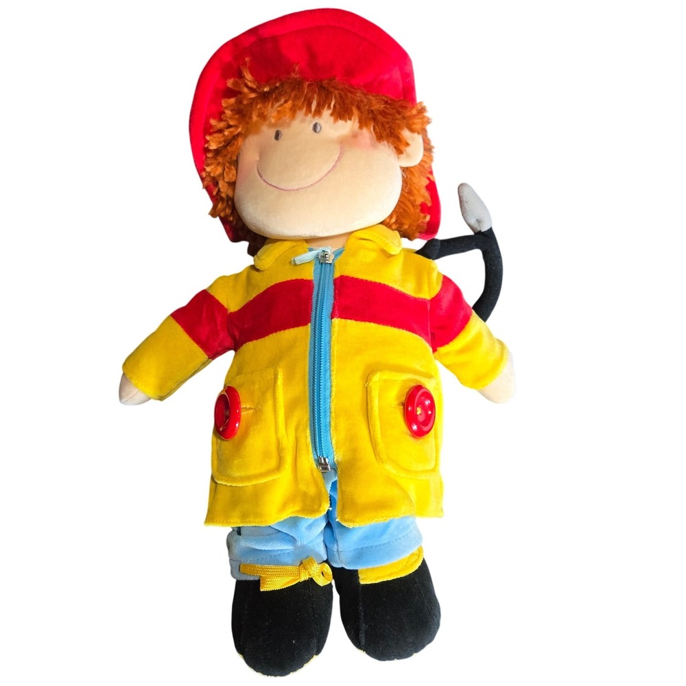 Russ Berrie Ladders Fireman Plush Learn to Dress 24083 Button Zip Tie Activity